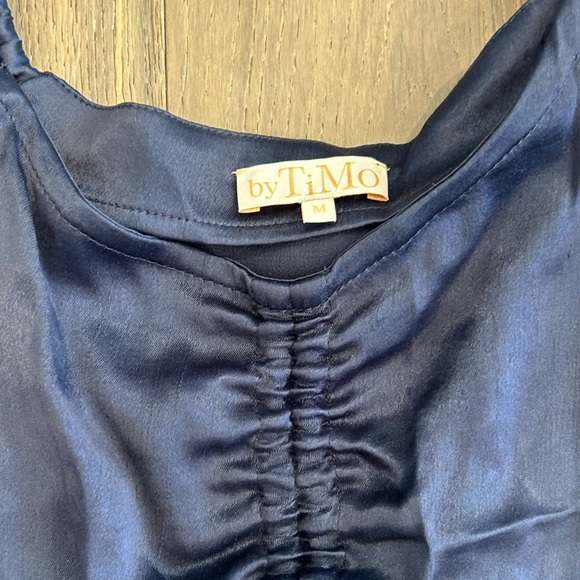 BYTIMO SLEEVELESS SATIN CREPE GOWN IN NAVY - Picture 3 of 3